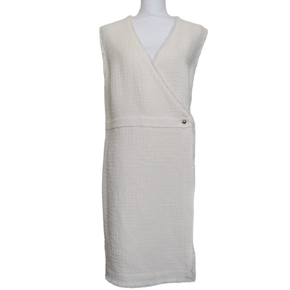 H&M Cream Boucle Wool Blend Wrap Dress Plus Size 2X - Picture 2 of 8